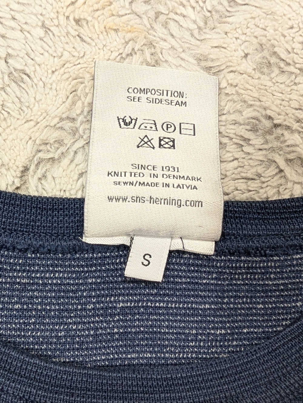 S.N.S. Herning Shirt Mens S Blue Navy Handle Crew Neck Heavy Cotton Knit Slim - Picture 7 of 9